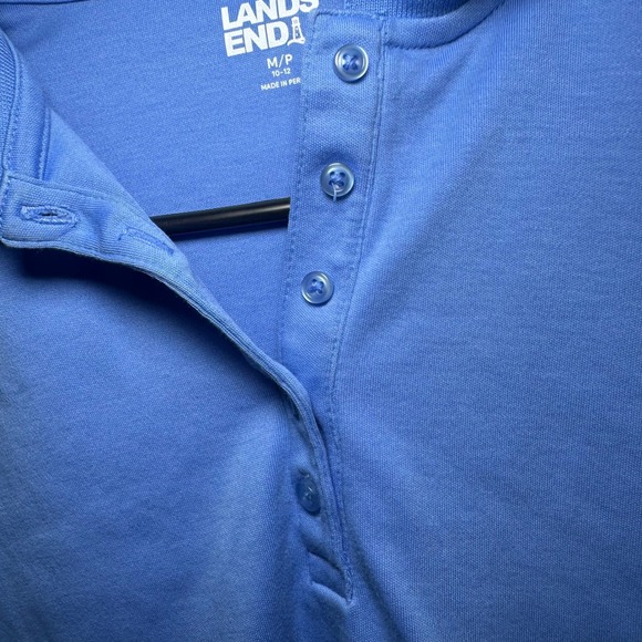 Lands End Womens Blue Short Sleeve Polo Shirt Size M 10/12 Casual Comfort - Picture 8 of 8